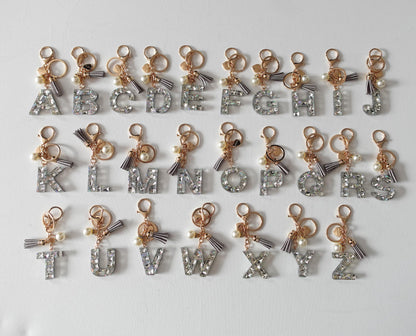 Custom Handmade Resin Letter Silver Key Chain Sets