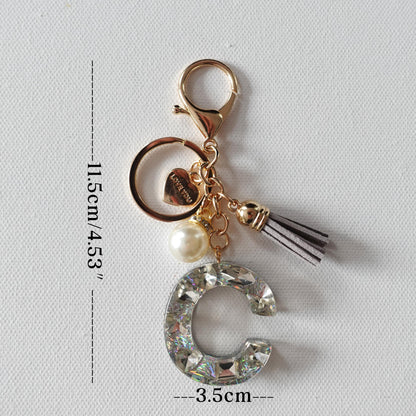 Custom Handmade Resin Letter Silver Key Chain Sets